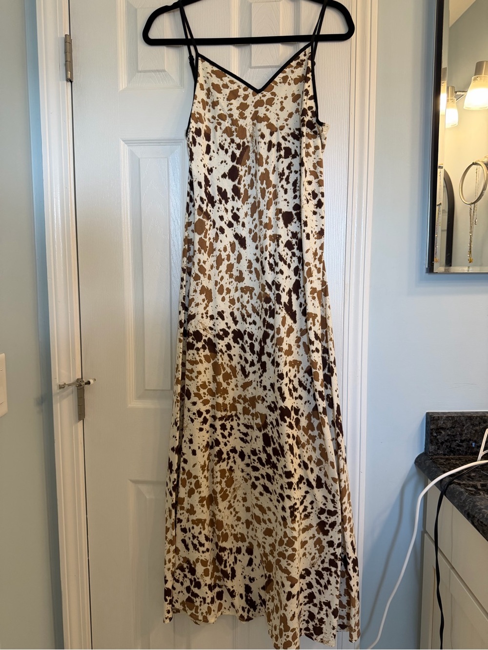 Sincerely Jules Cream and Brown Spotted Maxi Slip Dress
